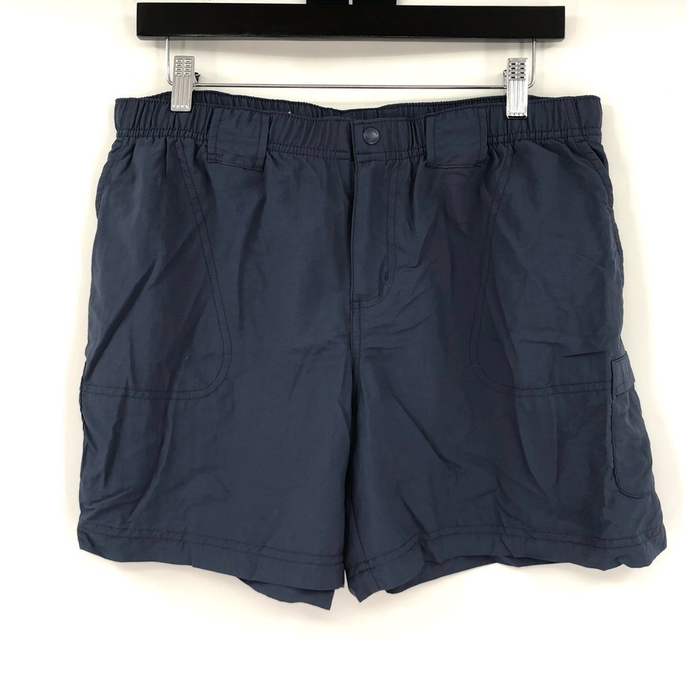 COLUMBIA Omni Shade Walnut River Shorts UPF 30 Women L Blue Nylon Quick Dry Hike